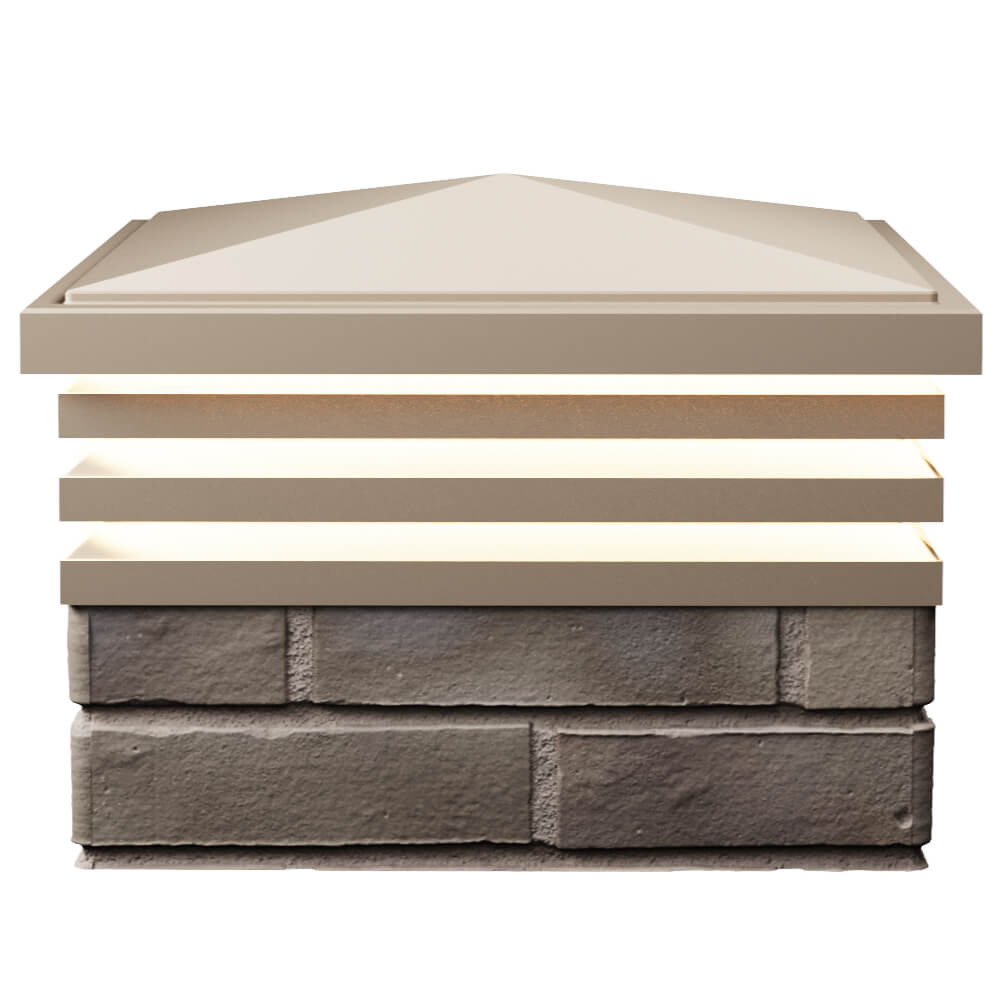 Колпак Zking Бона ХайТек Бежевый на столб 1.5х1.5 кирпича (385х385мм) с подсветкой в Ангарске фото