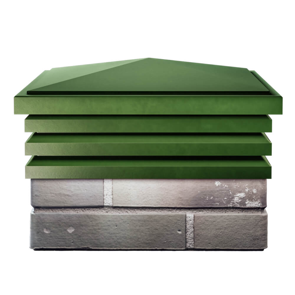 Колпак Zking Бона ХайТек Зеленый на столб 1.5х1.5 кирпича (385х385мм) Ангарск фото