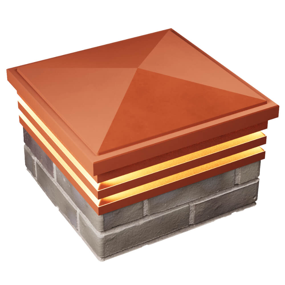 Колпак Zking Бона ХайТек Красный на столб 1.5х1.5 кирпича (385х385мм) с подсветкой в Ангарске фото