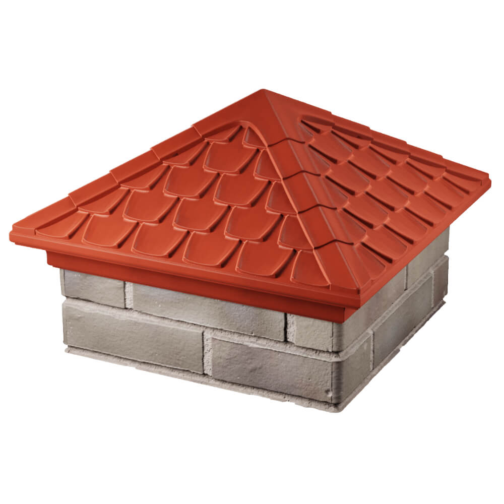 Колпак Zking Эльбрус Красный на столб 1.5х1.5 кирпича (385х385мм) в Ангарске фото