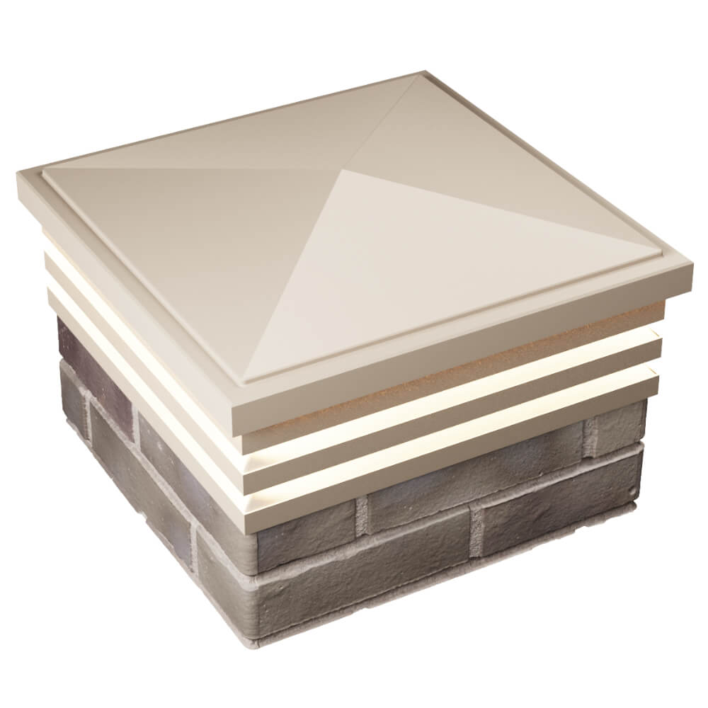 Колпак Zking Бона ХайТек Бежевый на столб 1.5х1.5 кирпича (385х385мм) с подсветкой в Ангарске фото