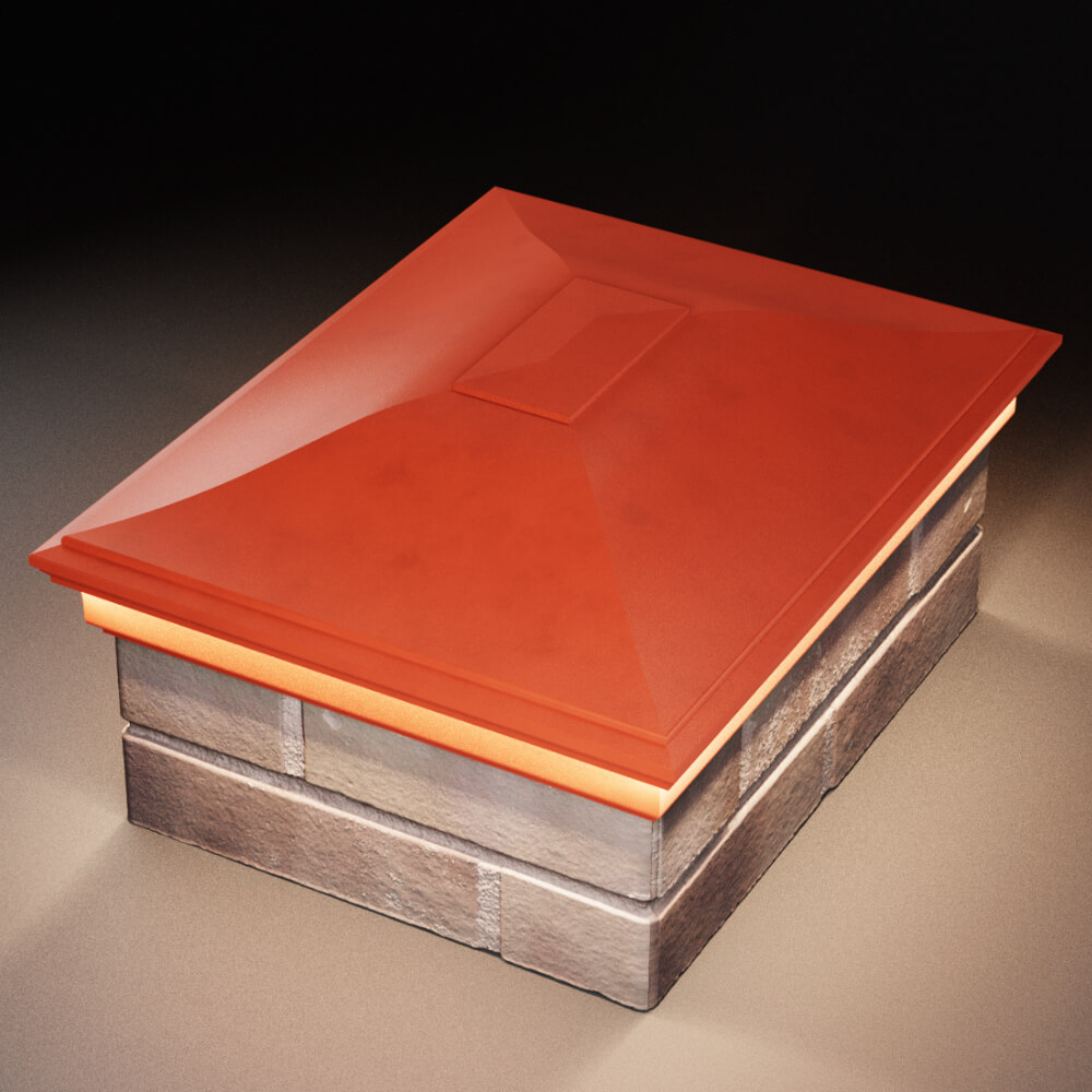 Колпак Zking Монблан Красный на столб 2х1.5 кирпича (515х385мм) c подсветкой в Ангарске фото