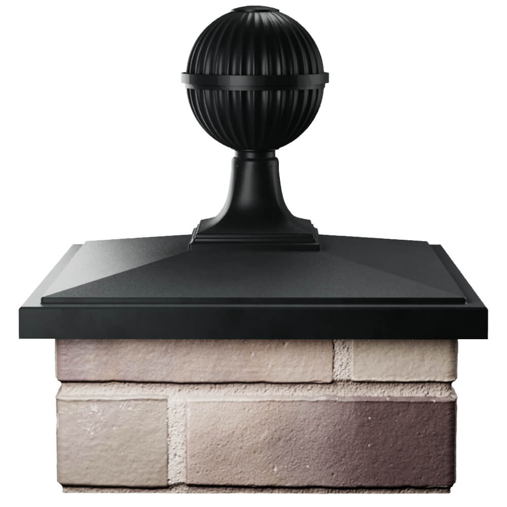Колпак Zking БонаМоно Черный с шаром на столб 1.5х1.5 кирпича (385х385, 400х400мм) в сборе Ангарск фото