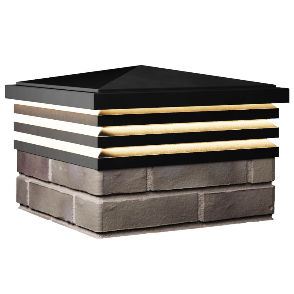 Колпак Zking Бона ХайТек Черный на столб 1.5х1.5 кирпича (385х385мм) с подсветкой в Ангарске фото