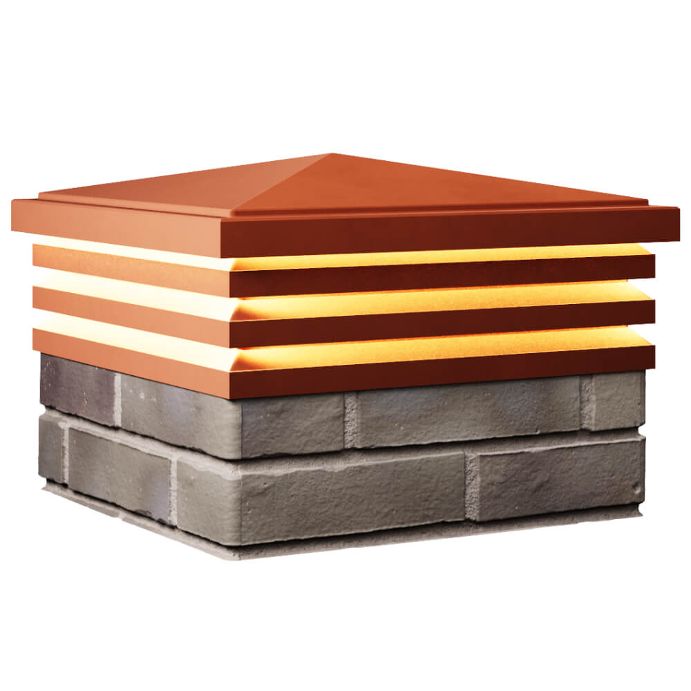 Колпак Zking Бона ХайТек Красный на столб 1.5х1.5 кирпича (385х385мм) с подсветкой в Ангарске фото