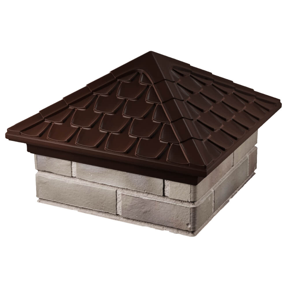 Колпак Zking Эльбрус Коричневый на столб 1.5х1.5 кирпича (385х385мм) в Ангарске фото