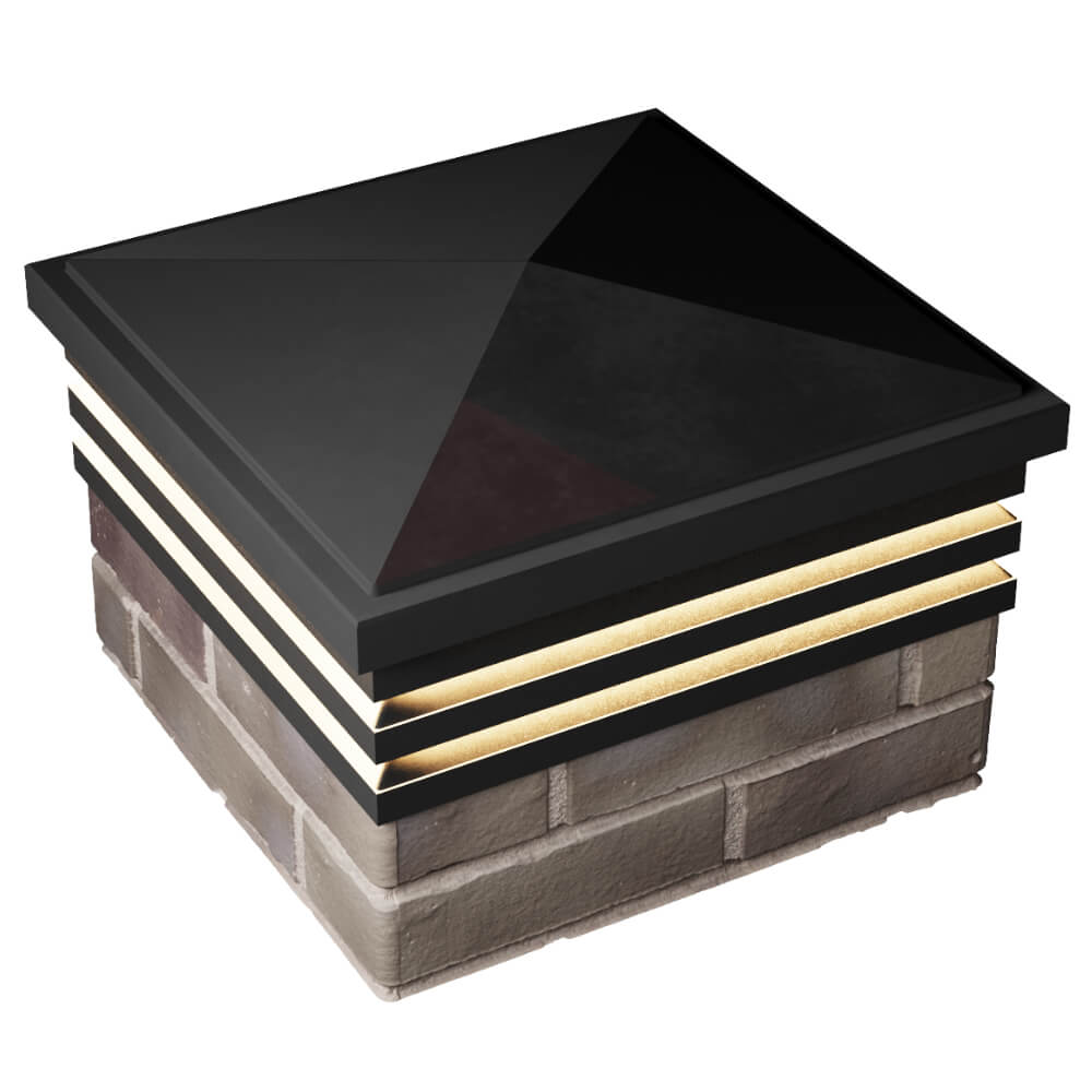 Колпак Zking Бона ХайТек Черный на столб 1.5х1.5 кирпича (385х385мм) с подсветкой в Ангарске фото