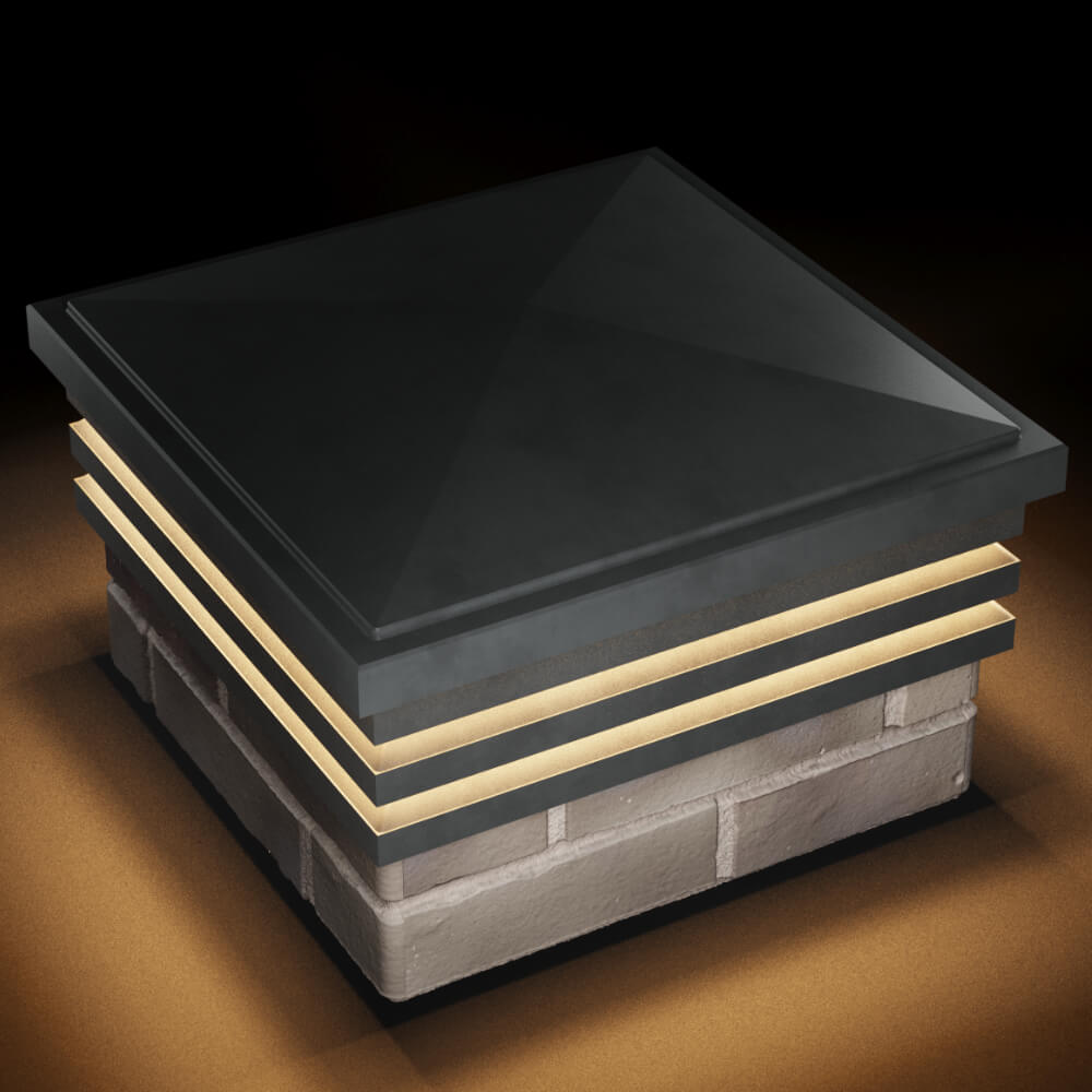 Колпак Zking Бона ХайТек Серый на столб 1.5х1.5 кирпича (385х385мм) с подсветкой в Ангарске фото