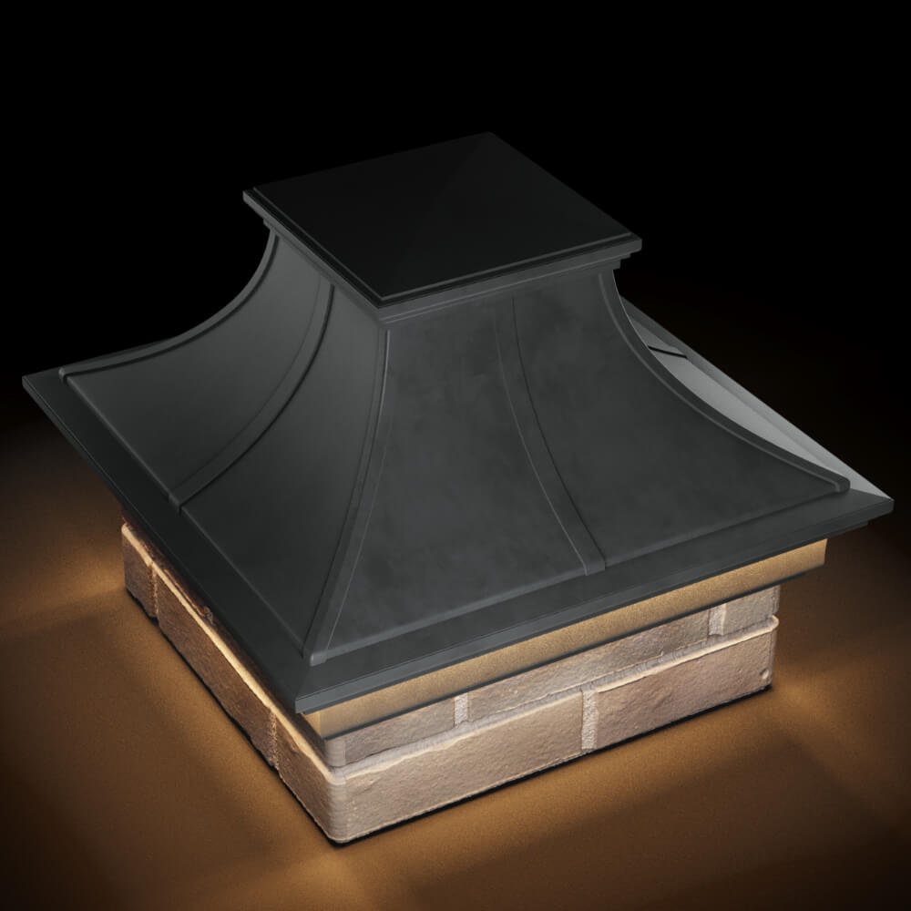 Колпак Zking Монблан Премиум Серый на столб 1.5х1.5 кирпича (385х385мм) с подсветкой в Ангарске фото