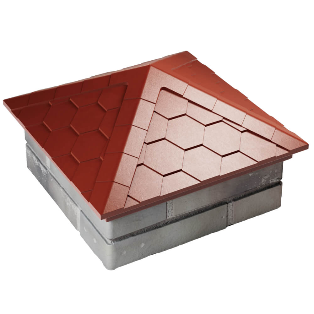 Колпак Zking Эверест Красный на столб 1.5х1.5 кирпича (390х390мм) в Ангарске фото