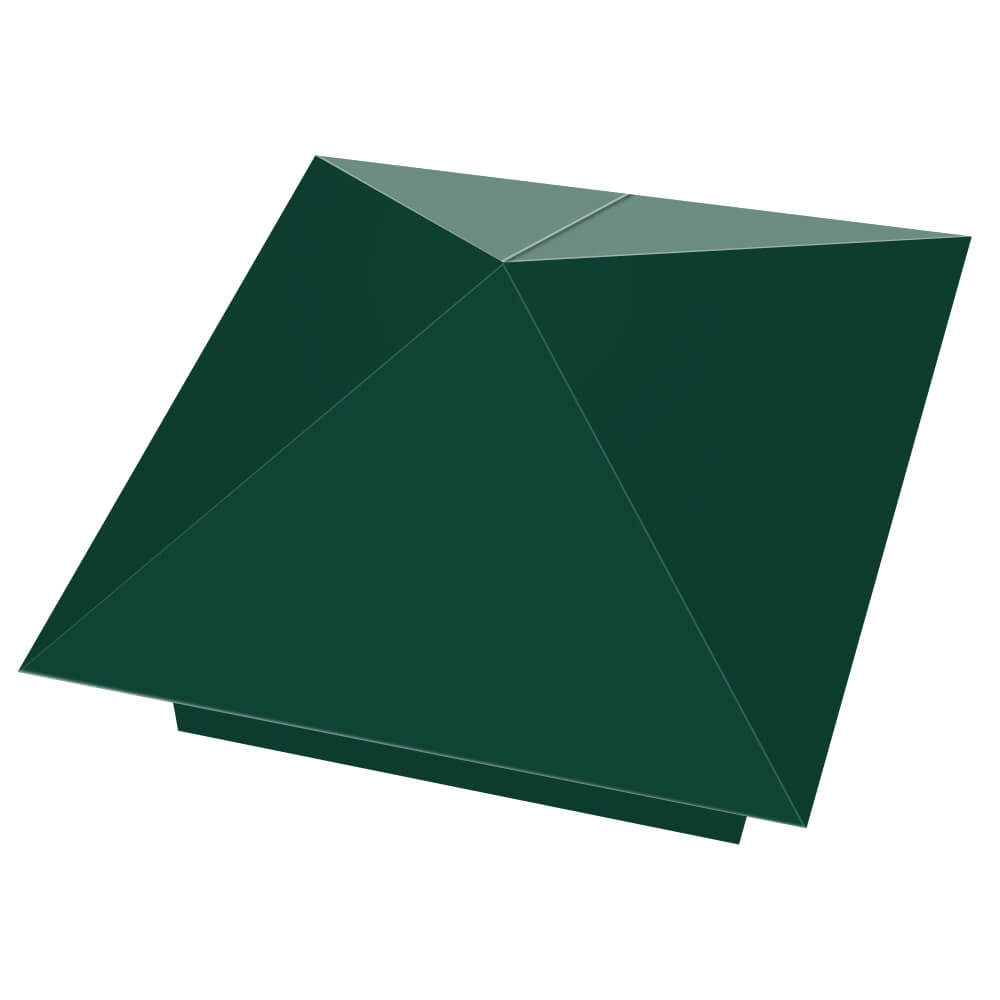 Колпак металлический 390х390мм RAL6005 Зеленый Мох заборный Ангарск фото