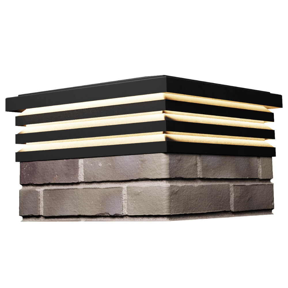 Колпак Zking Бона ХайТек Черный на столб 1.5х1.5 кирпича (385х385мм) с подсветкой в Ангарске фото