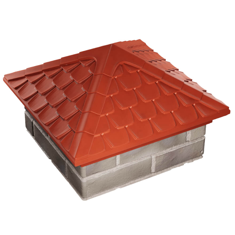 Колпак Zking Эльбрус Красный на столб 1.5х1.5 кирпича (385х385мм) в Ангарске фото