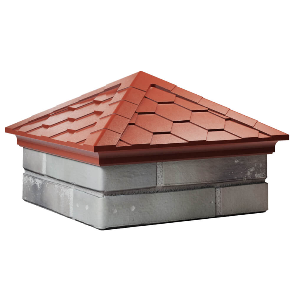 Колпак Zking Эверест Красный на столб 1.5х1.5 кирпича (390х390мм) в Ангарске фото