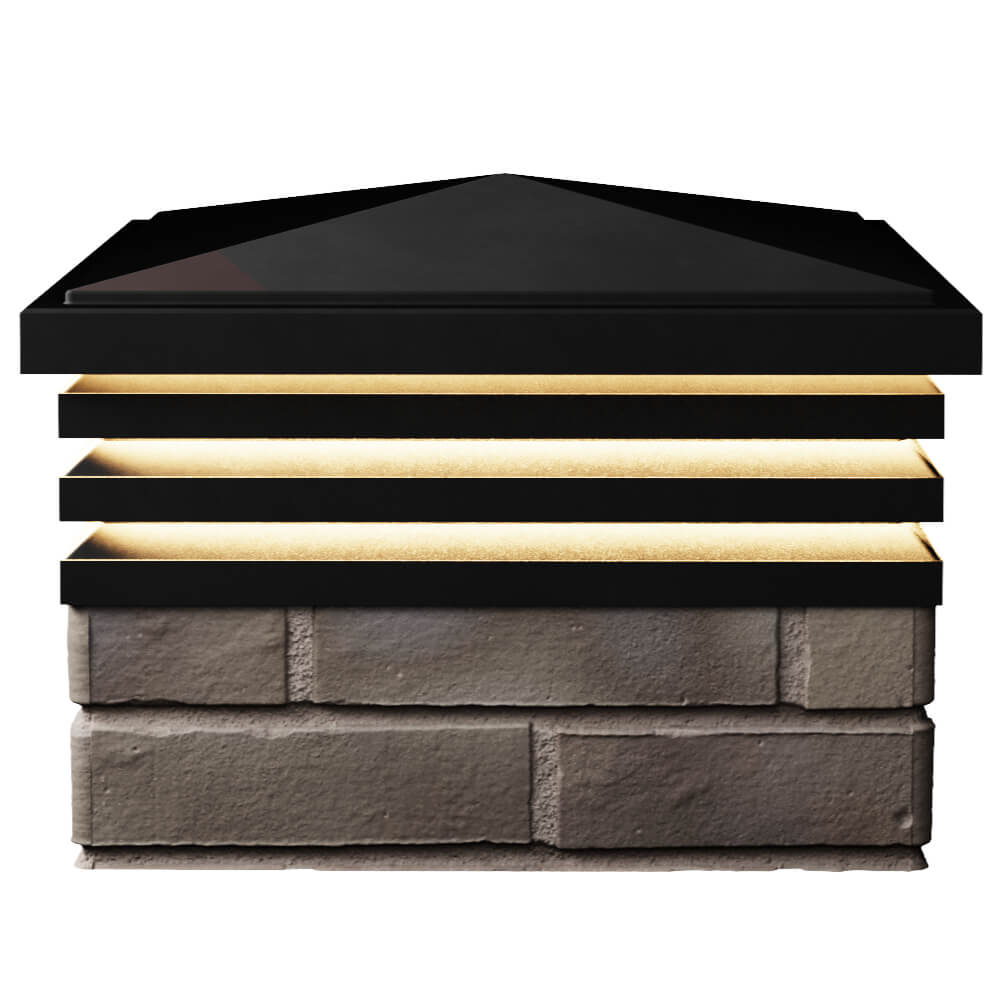 Колпак Zking Бона ХайТек Черный на столб 1.5х1.5 кирпича (385х385мм) с подсветкой в Ангарске фото