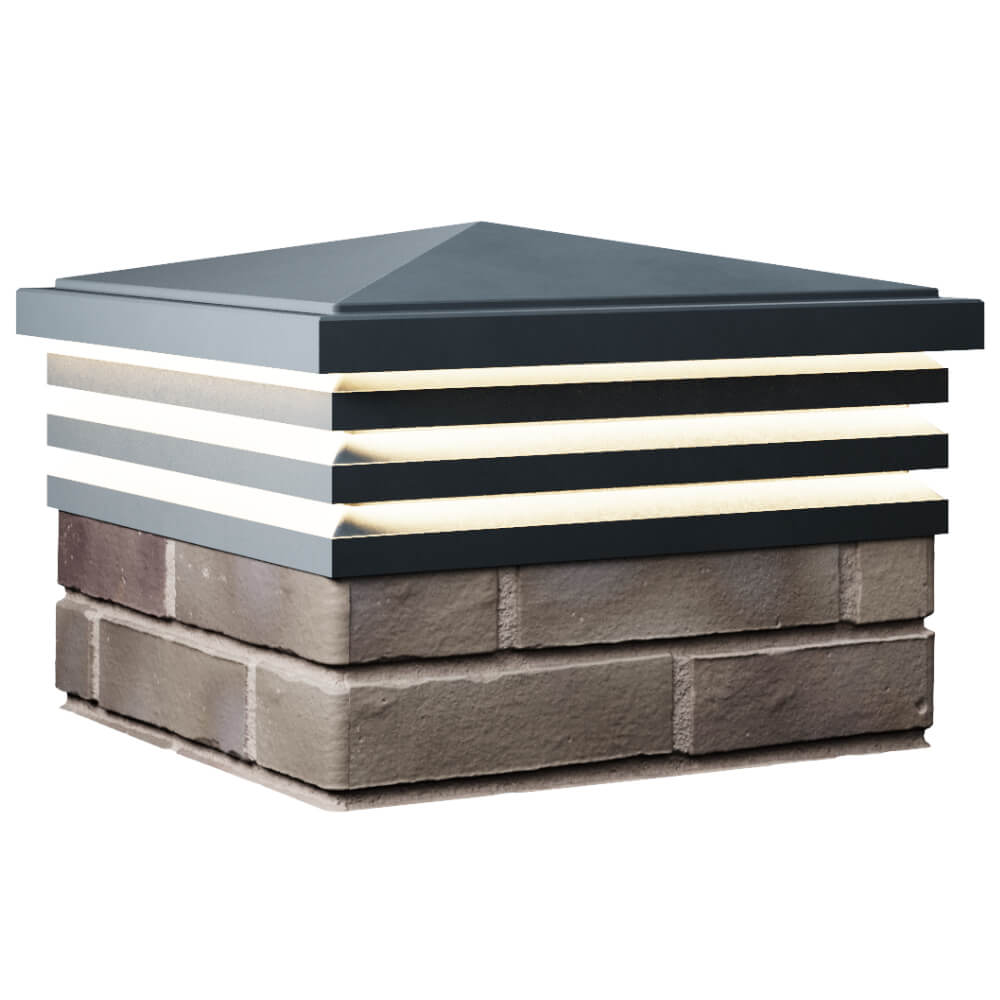 Колпак Zking Бона ХайТек Серый на столб 1.5х1.5 кирпича (385х385мм) с подсветкой в Ангарске фото