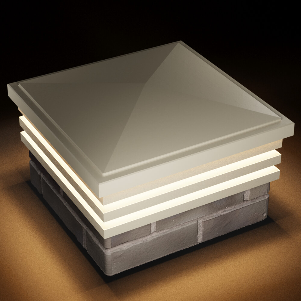 Колпак Zking Бона ХайТек Бежевый на столб 1.5х1.5 кирпича (385х385мм) с подсветкой в Ангарске фото