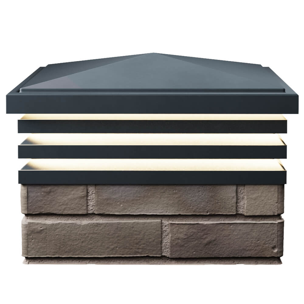 Колпак Zking Бона ХайТек Серый на столб 1.5х1.5 кирпича (385х385мм) с подсветкой в Ангарске фото