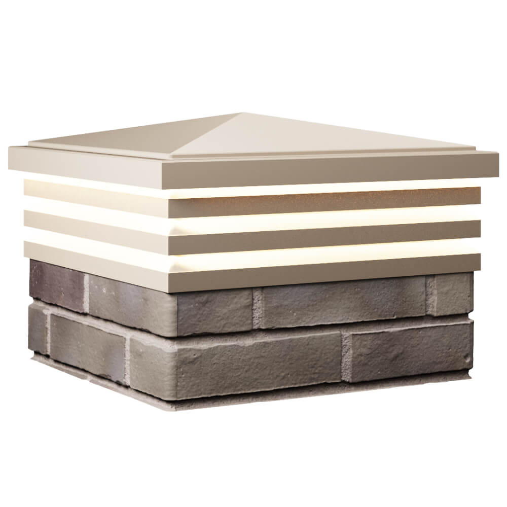 Колпак Zking Бона ХайТек Бежевый на столб 1.5х1.5 кирпича (385х385мм) с подсветкой в Ангарске фото