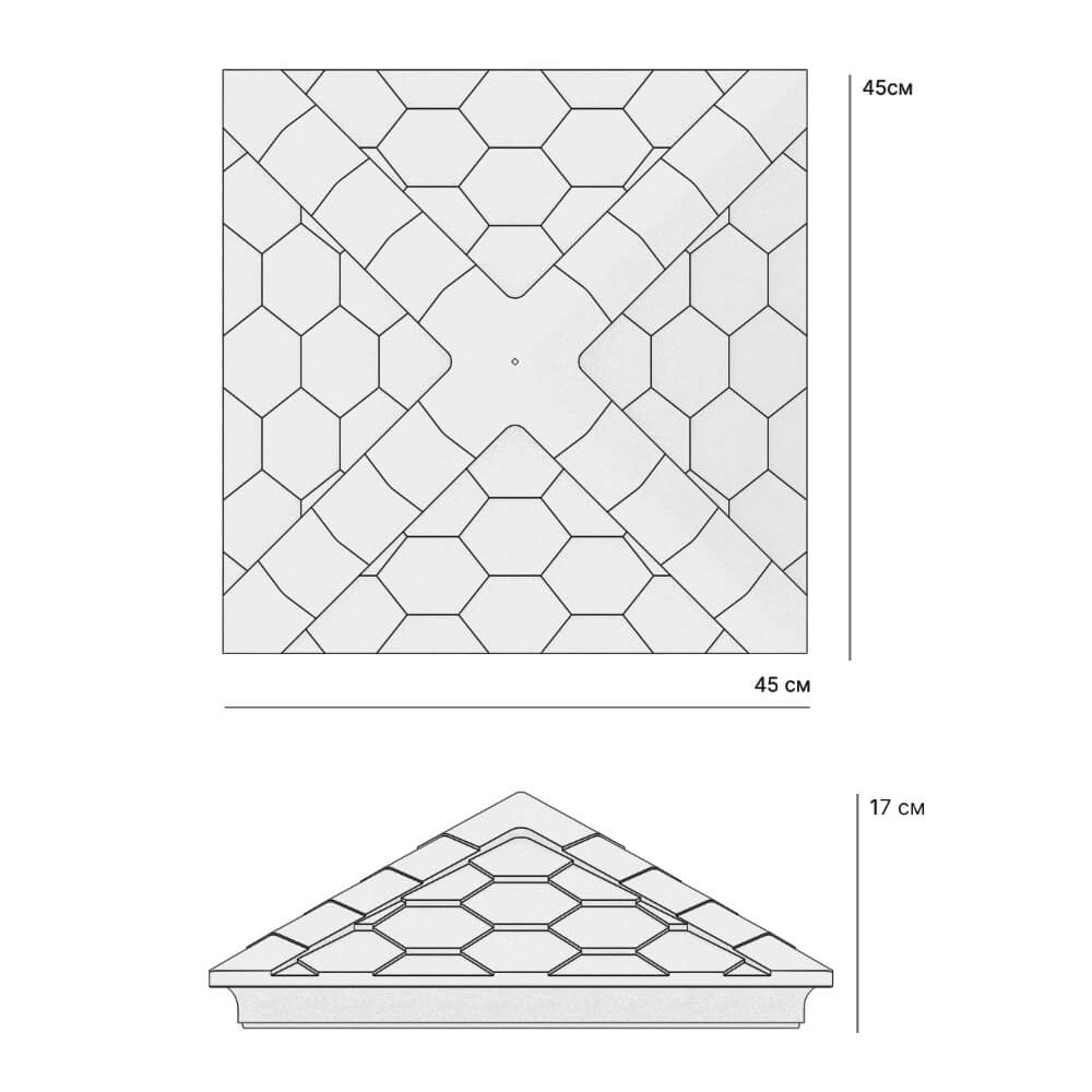 Колпак Zking Эверест Серый на столб 1.5х1.5 кирпича (390х390мм) в Ангарске фото