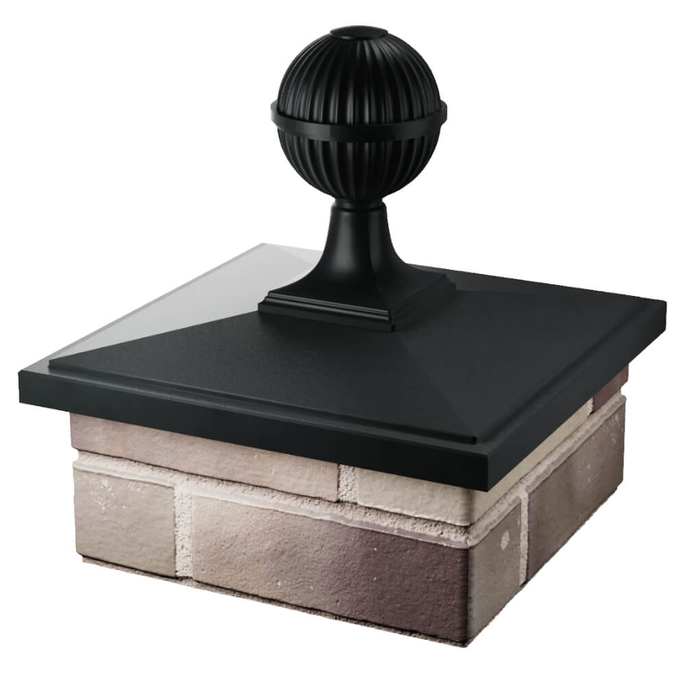 Колпак Zking БонаМоно Черный с шаром на столб 1.5х1.5 кирпича (385х385, 400х400мм) в сборе в Ангарске фото