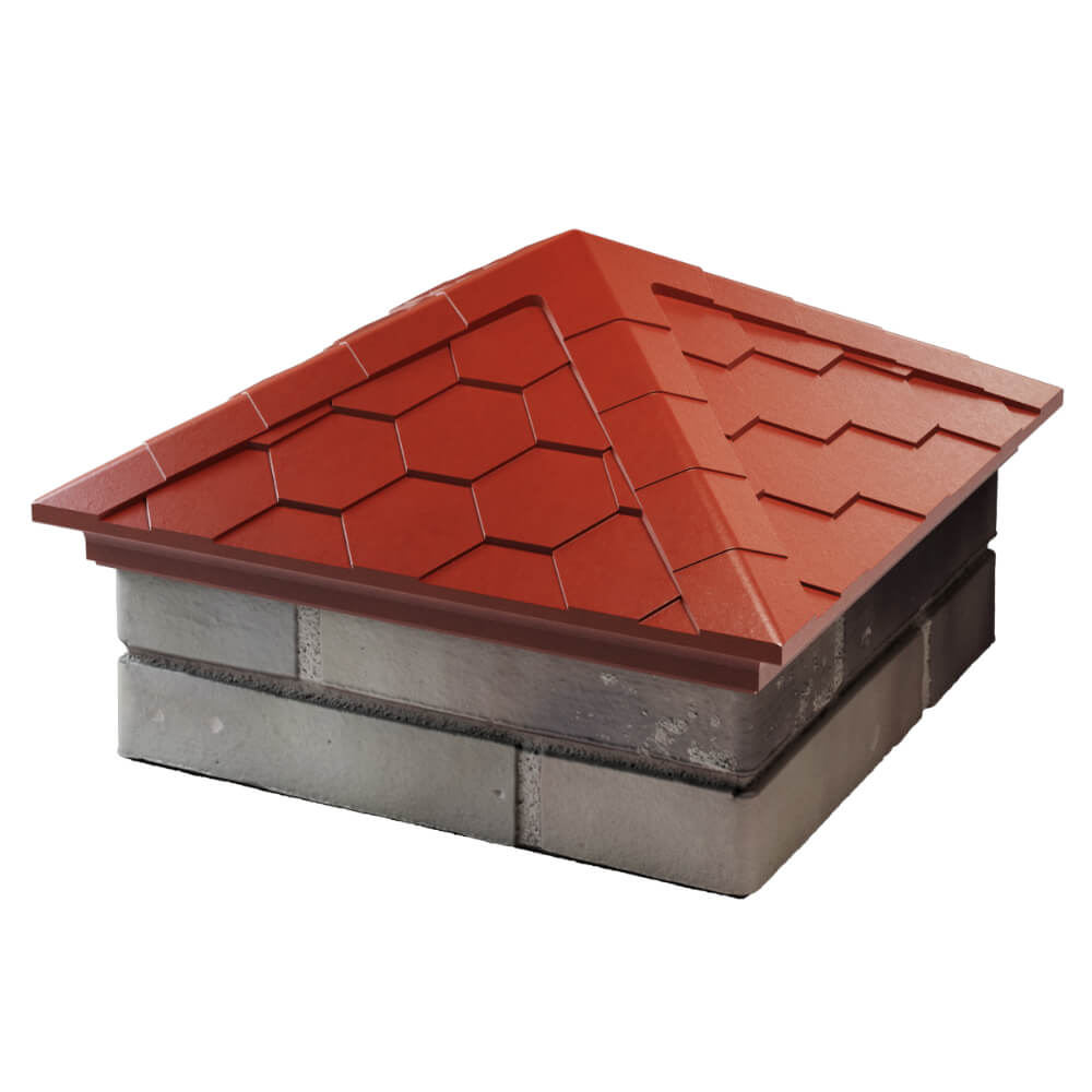 Колпак Zking Эверест Красный на столб 1.5х1.5 кирпича (390х390мм) в Ангарске фото