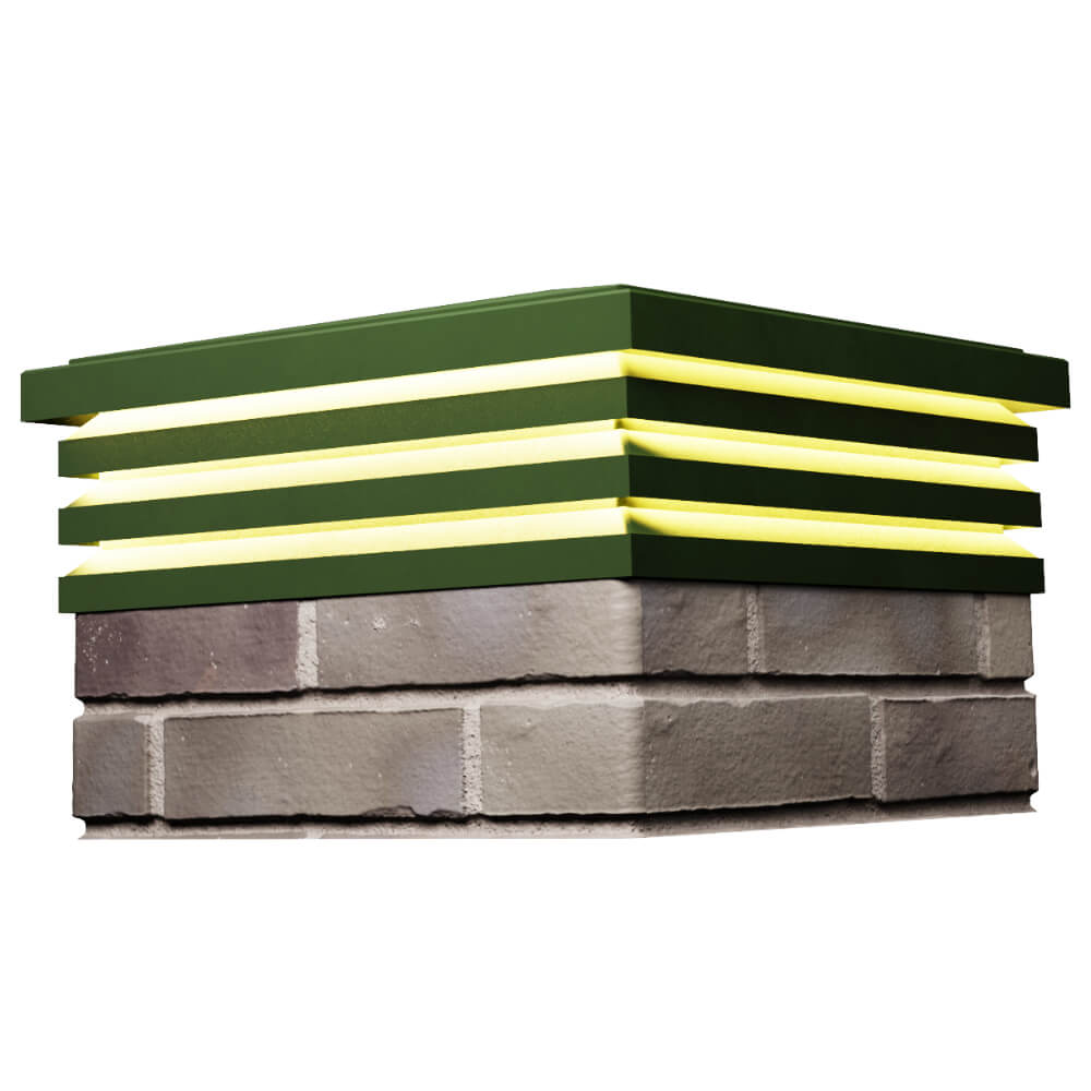 Колпак Zking Бона ХайТек Зеленый на столб 1.5х1.5 кирпича (385х385мм) с подсветкой в Ангарске фото