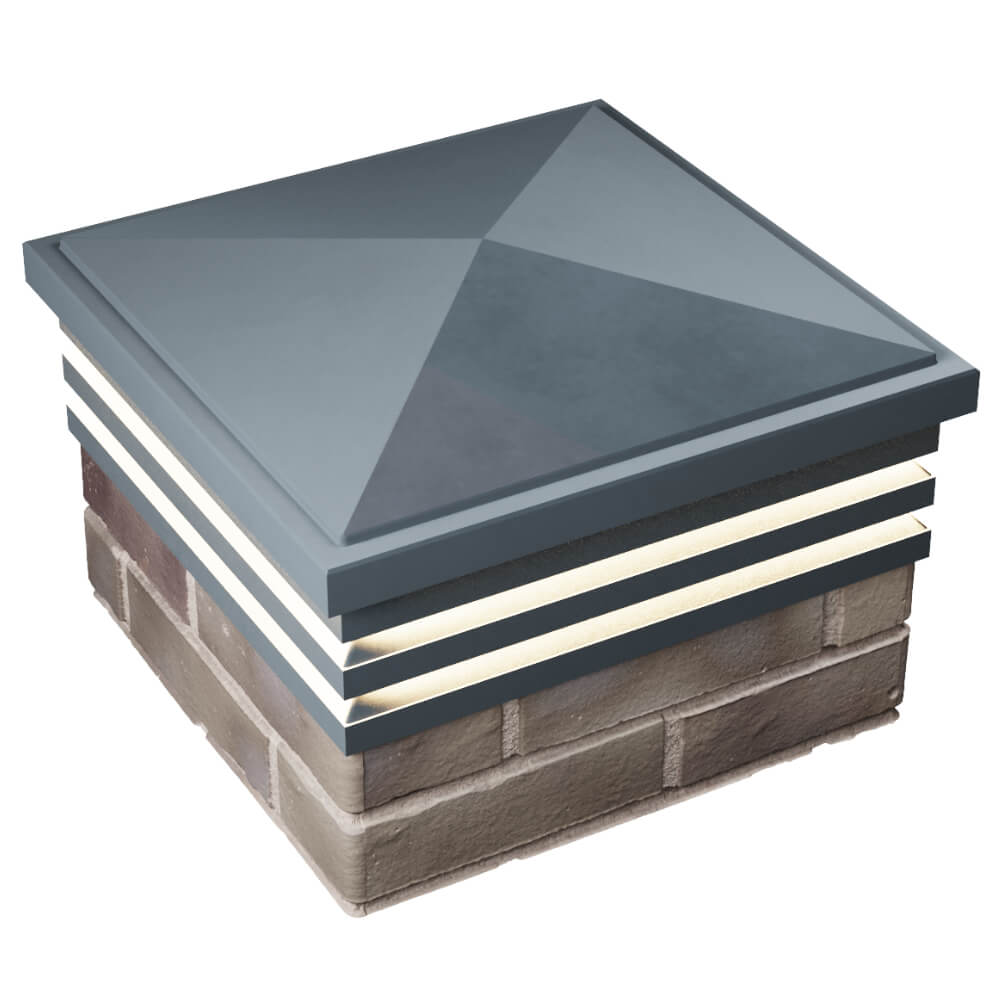 Колпак Zking Бона ХайТек Серый на столб 1.5х1.5 кирпича (385х385мм) с подсветкой в Ангарске фото