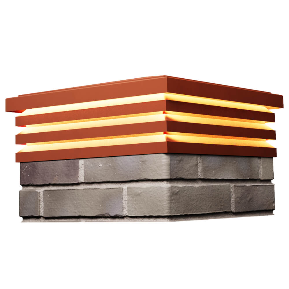 Колпак Zking Бона ХайТек Красный на столб 1.5х1.5 кирпича (385х385мм) с подсветкой в Ангарске фото