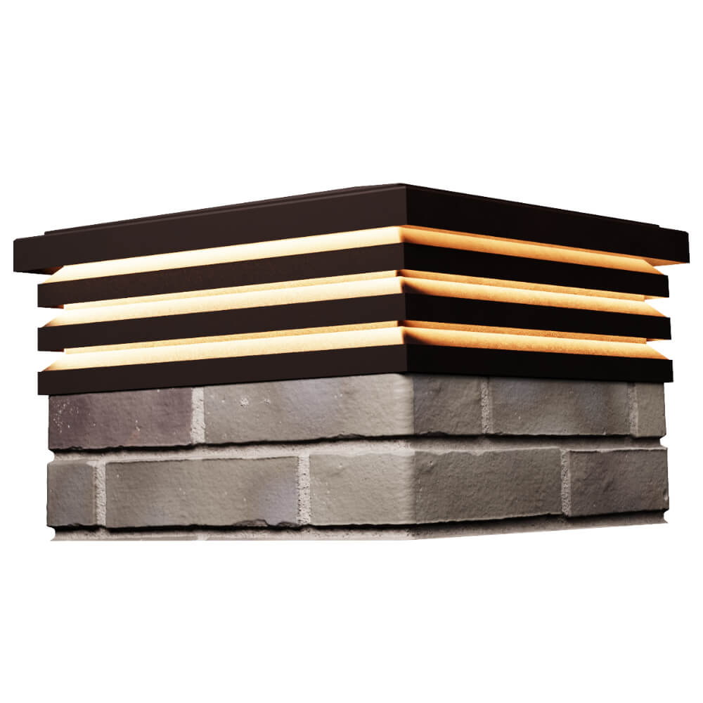 Колпак Zking Бона ХайТек Коричневый на столб 1.5х1.5 кирпича (385х385мм) с подсветкой в Ангарске фото