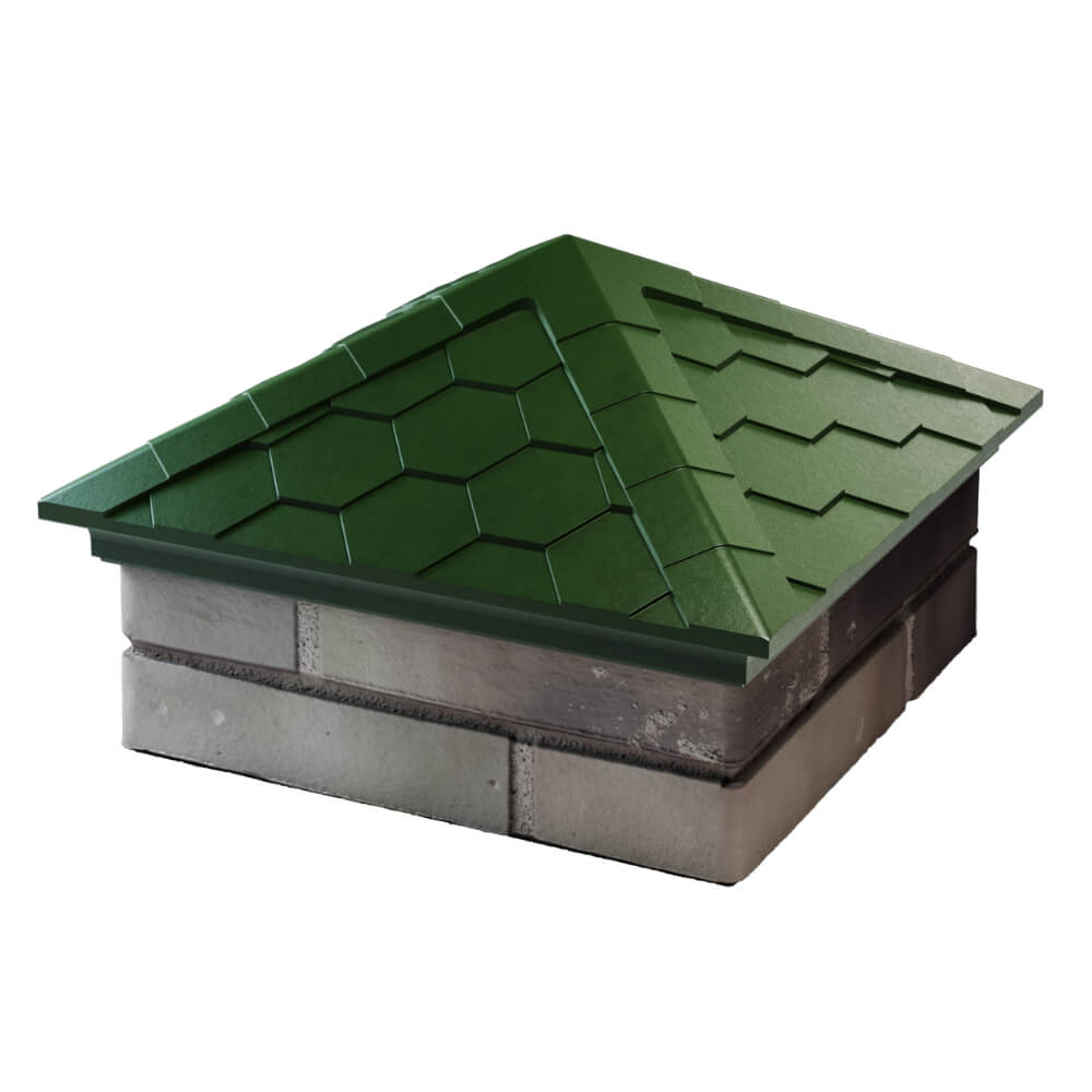 Колпак Zking Эверест Зеленый на столб 1.5х1.5 кирпича (390х390мм) в Ангарске фото