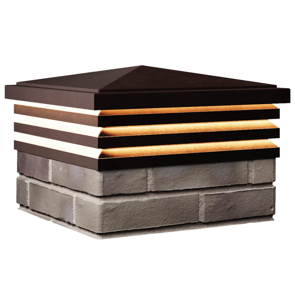 Колпак Zking Бона ХайТек Коричневый на столб 1.5х1.5 кирпича (385х385мм) с подсветкой в Ангарске фото