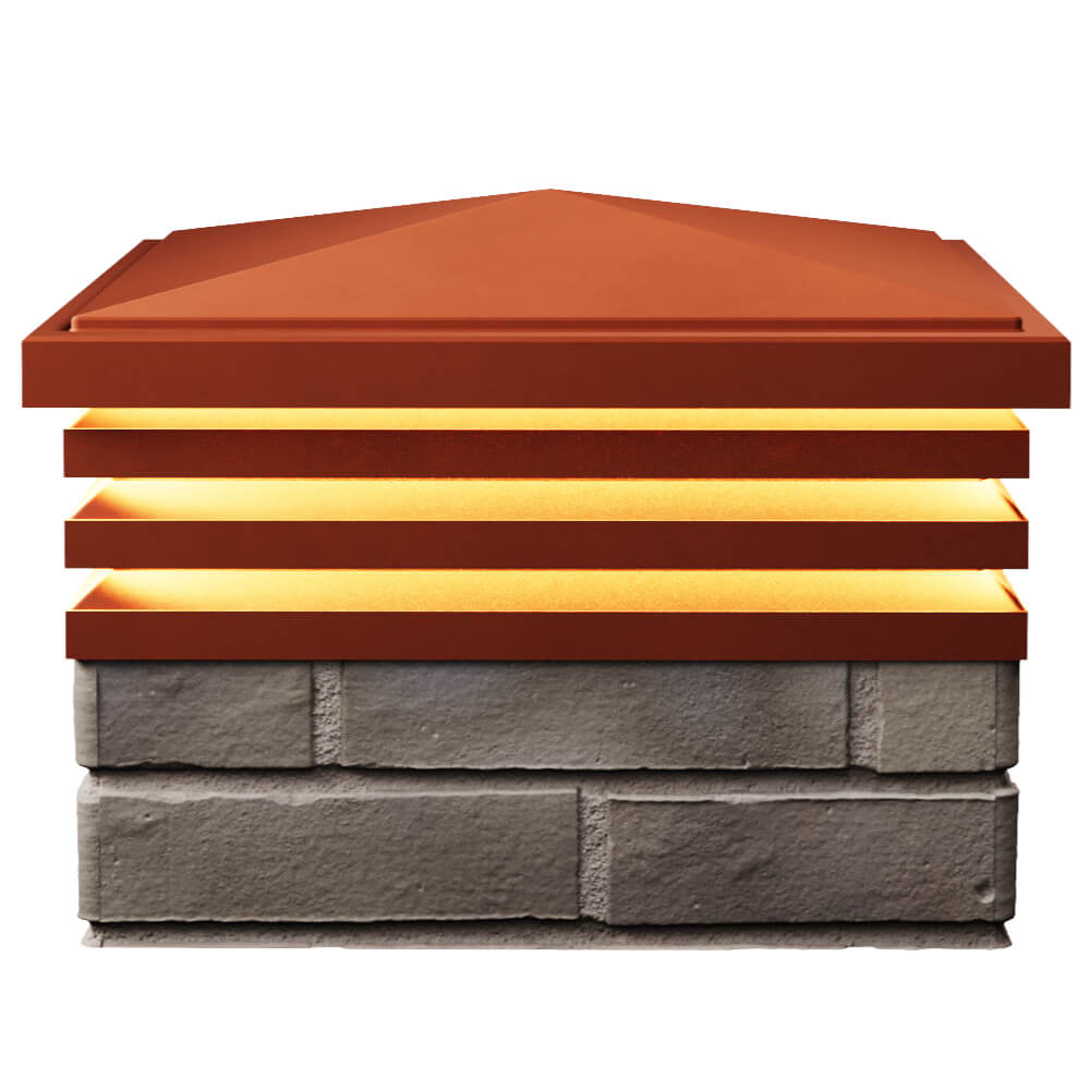 Колпак Zking Бона ХайТек Красный на столб 1.5х1.5 кирпича (385х385мм) с подсветкой в Ангарске фото