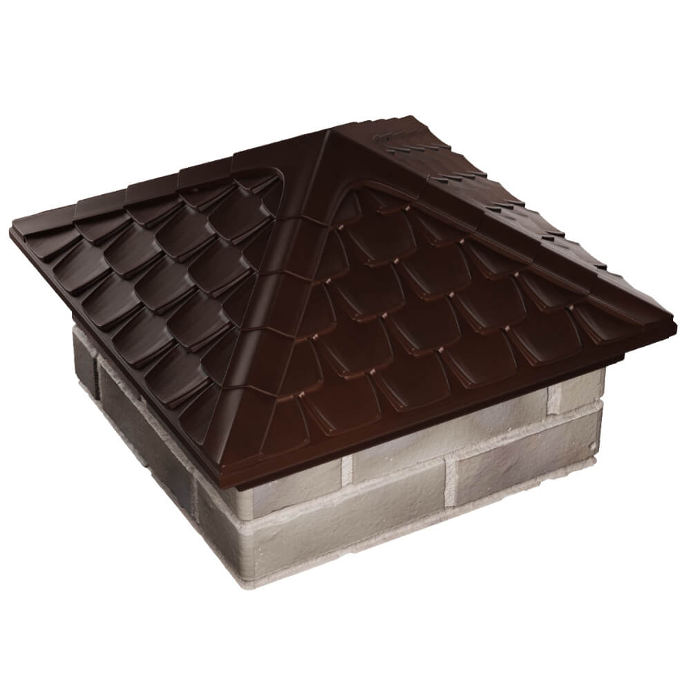 Колпак Zking Эльбрус Коричневый на столб 1.5х1.5 кирпича (385х385мм) в Ангарске фото