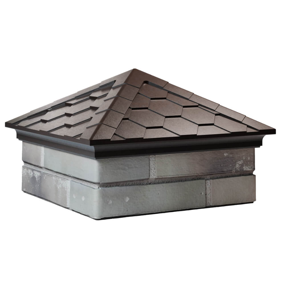 Колпак Zking Эверест Коричневый на столб 1.5х1.5 кирпича (390х390мм) в Ангарске фото