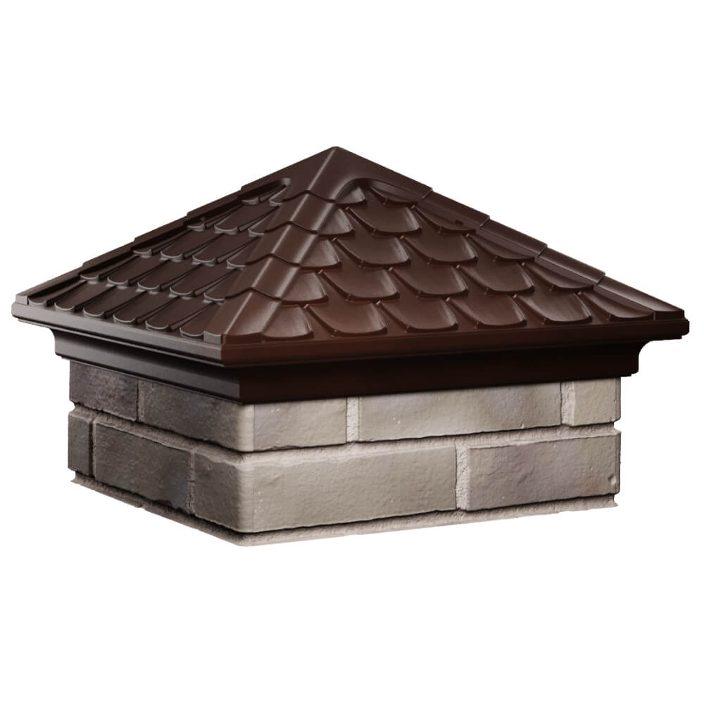 Колпак Zking Эльбрус Коричневый на столб 1.5х1.5 кирпича (385х385мм) в Ангарске фото