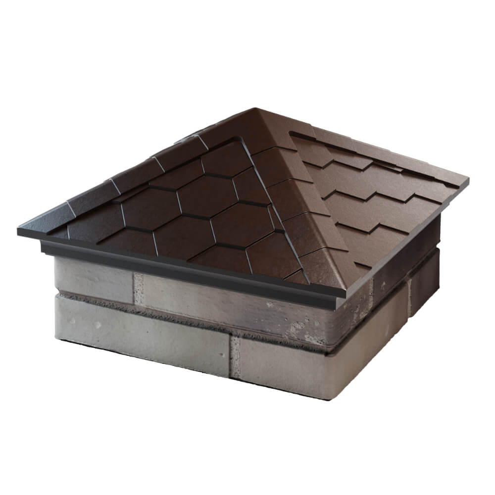 Колпак Zking Эверест Коричневый на столб 1.5х1.5 кирпича (390х390мм) в Ангарске фото